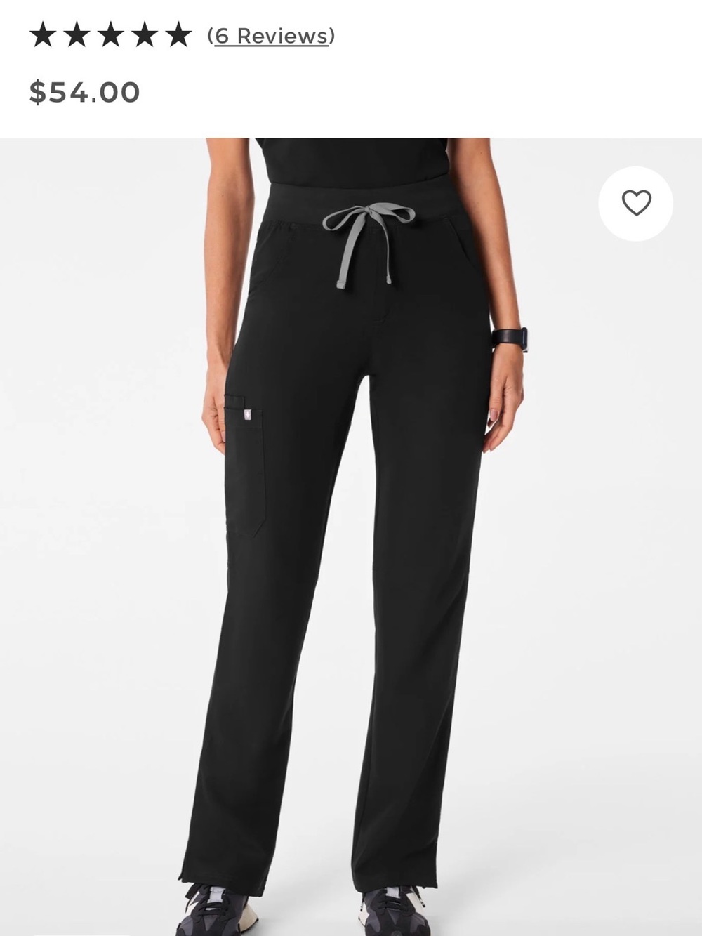 Figs Black Cargo Drawstring Scrub Pants with Gray Tie